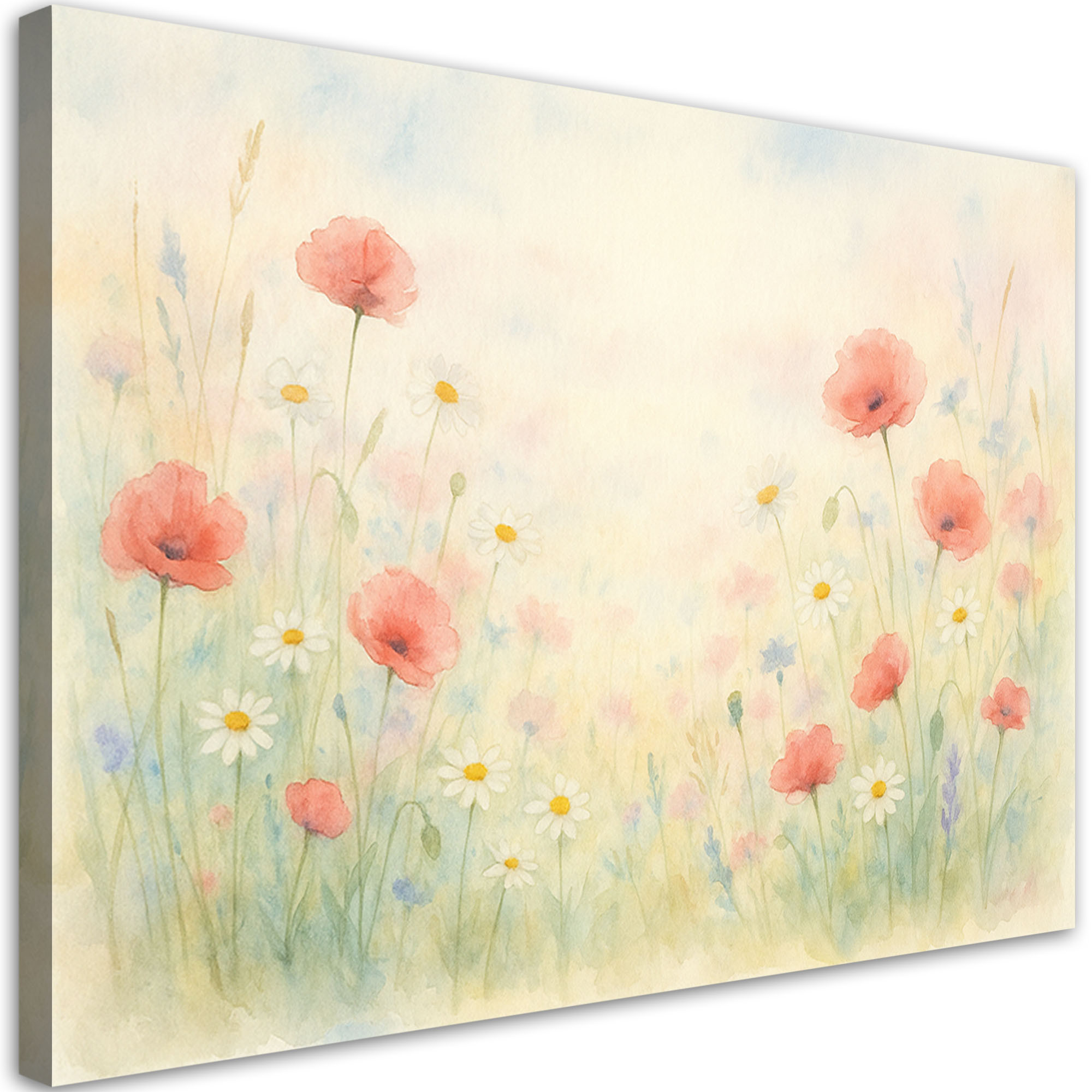 Obraz do salonu sypialni, Maki Kwiaty polne w stylu Shabby Chic 30x20
