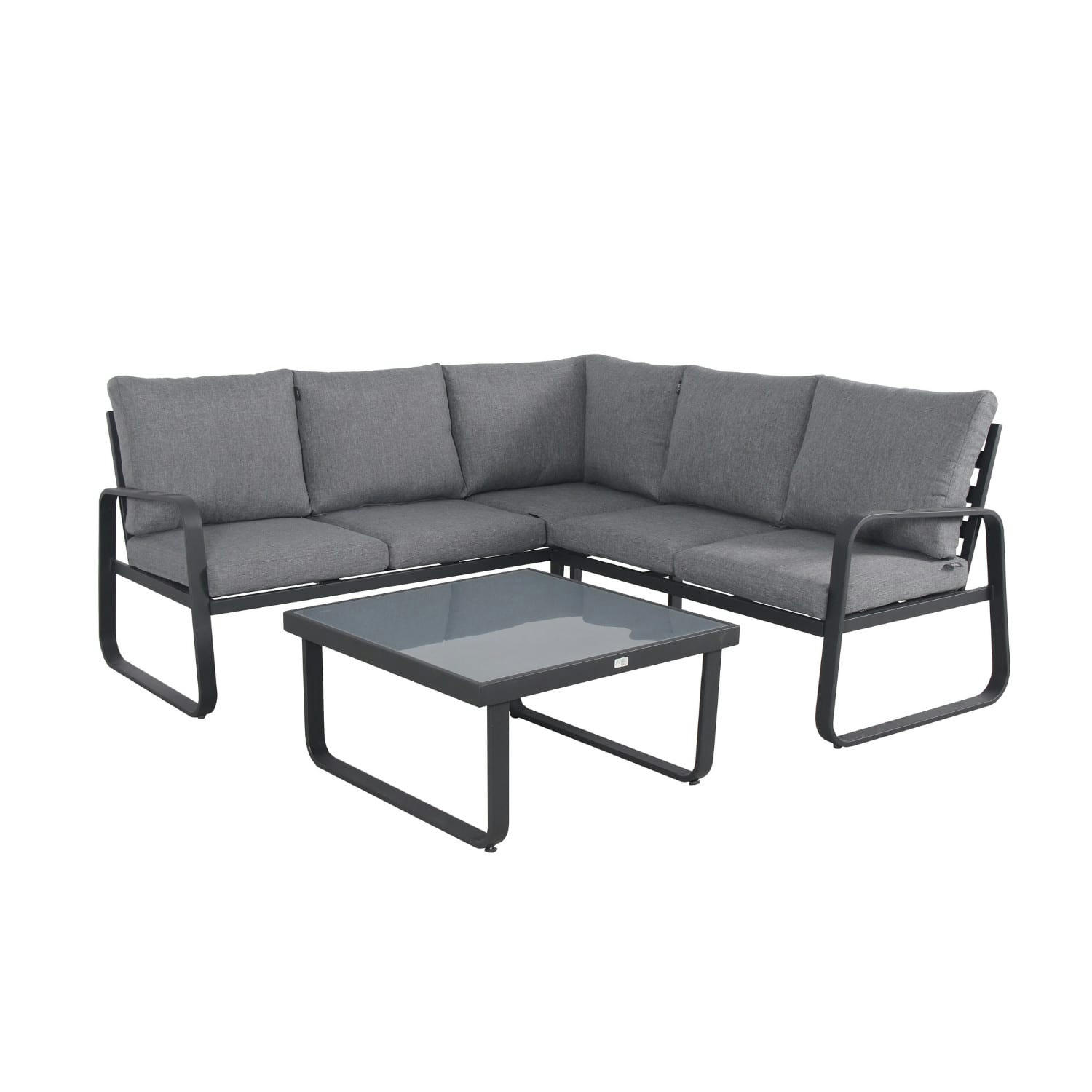 HILDA - Salon de jardin design 5 places en aluminium anthracite