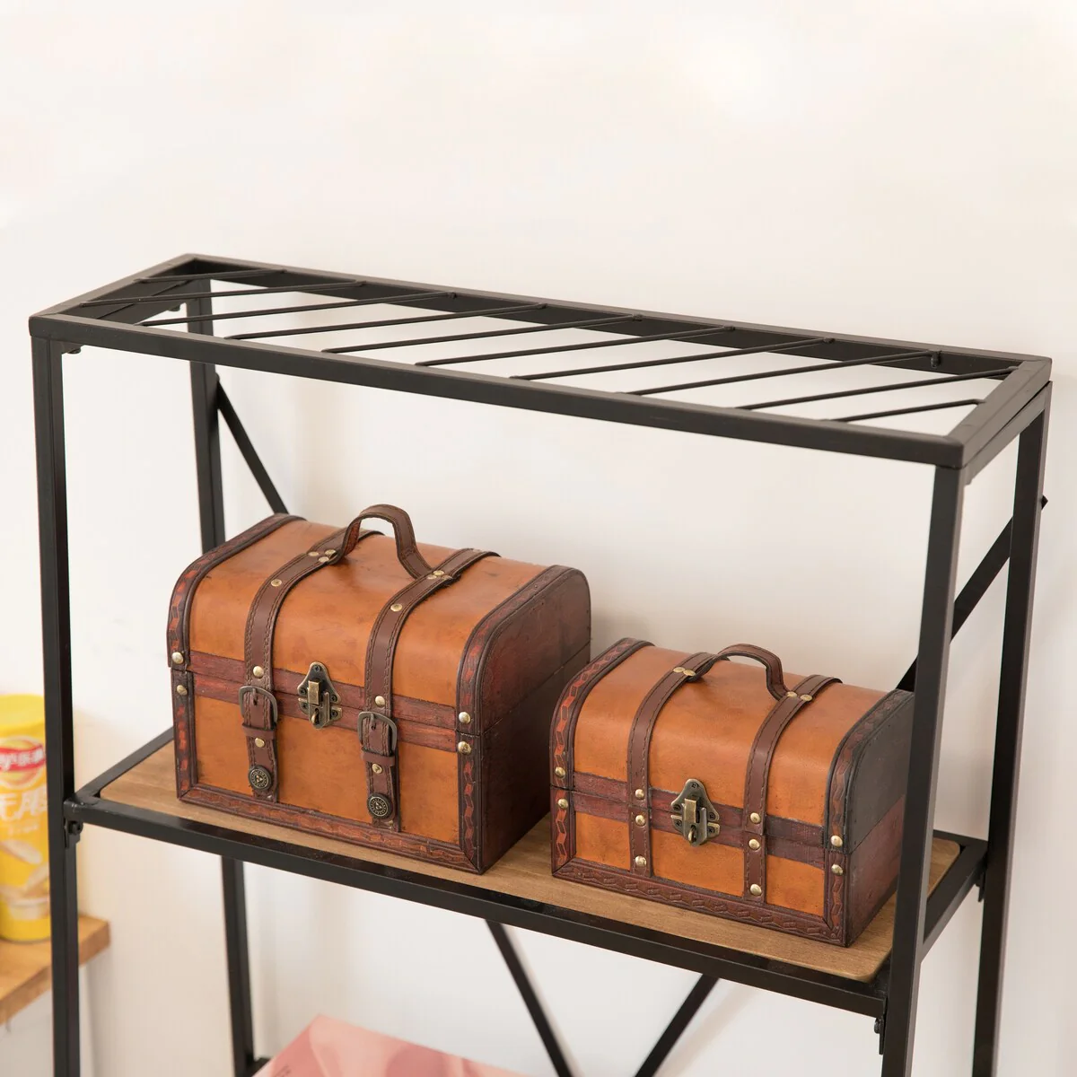 Decorative Leather Treasure Boxes (Set of 2) - brown
