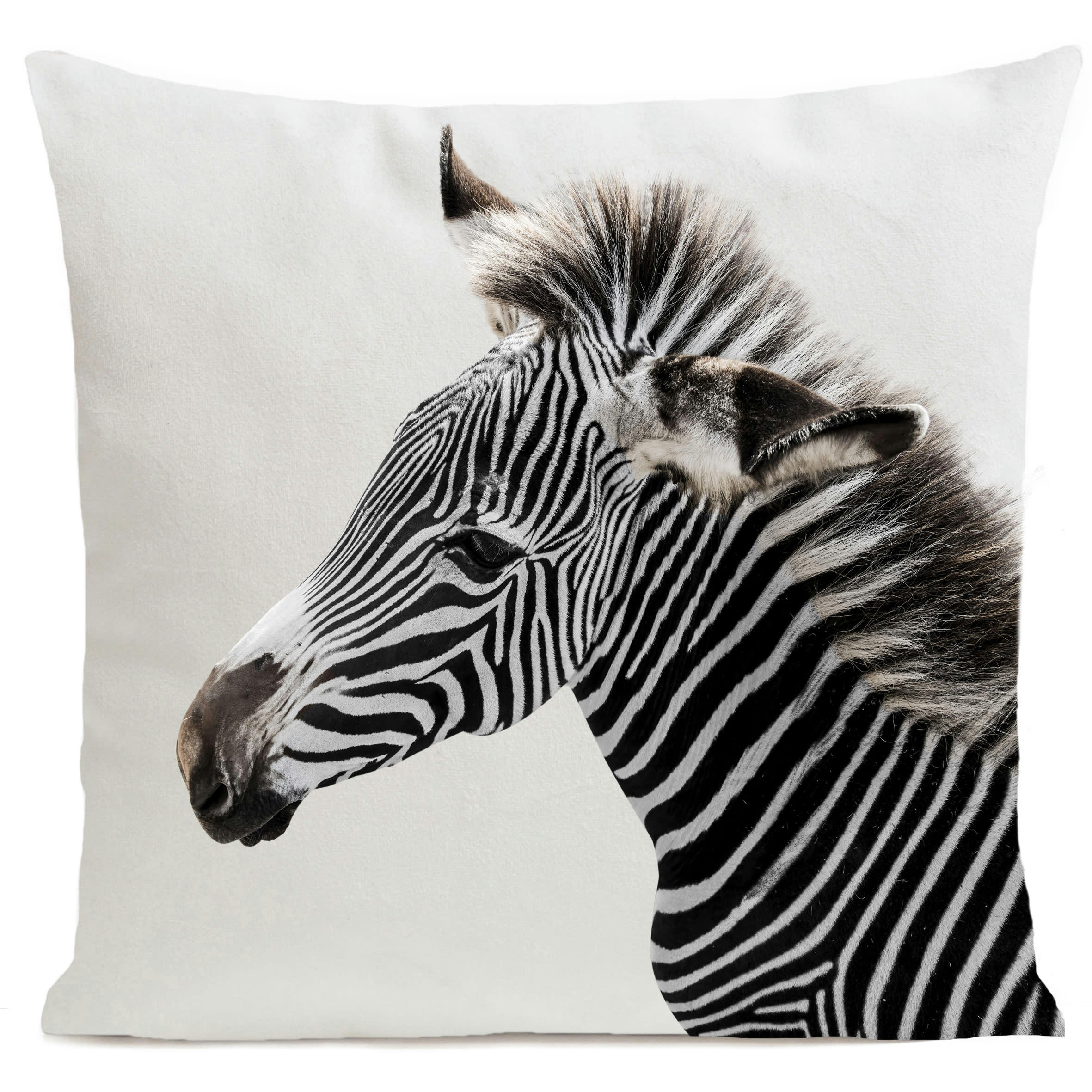 - Coussin jungle zebra suédine blanc 40x40cm