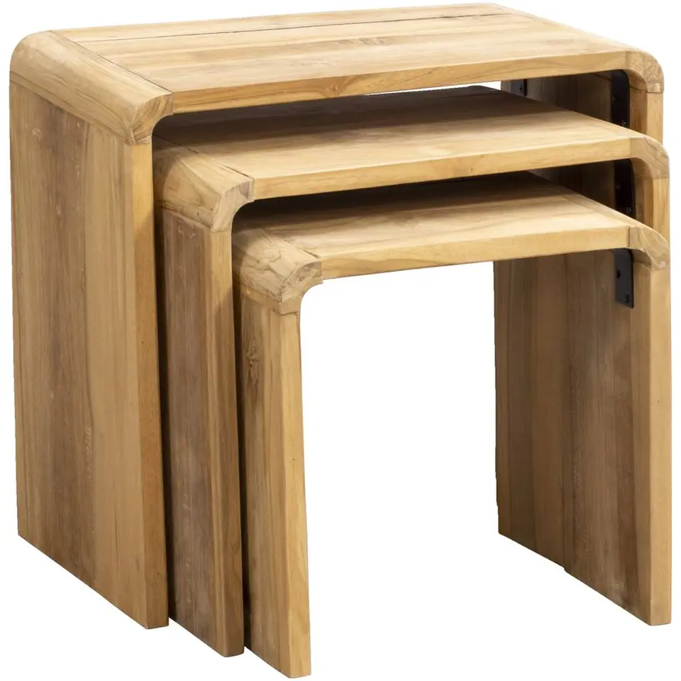Bijzettafel Dimas - teakhout - set van 3