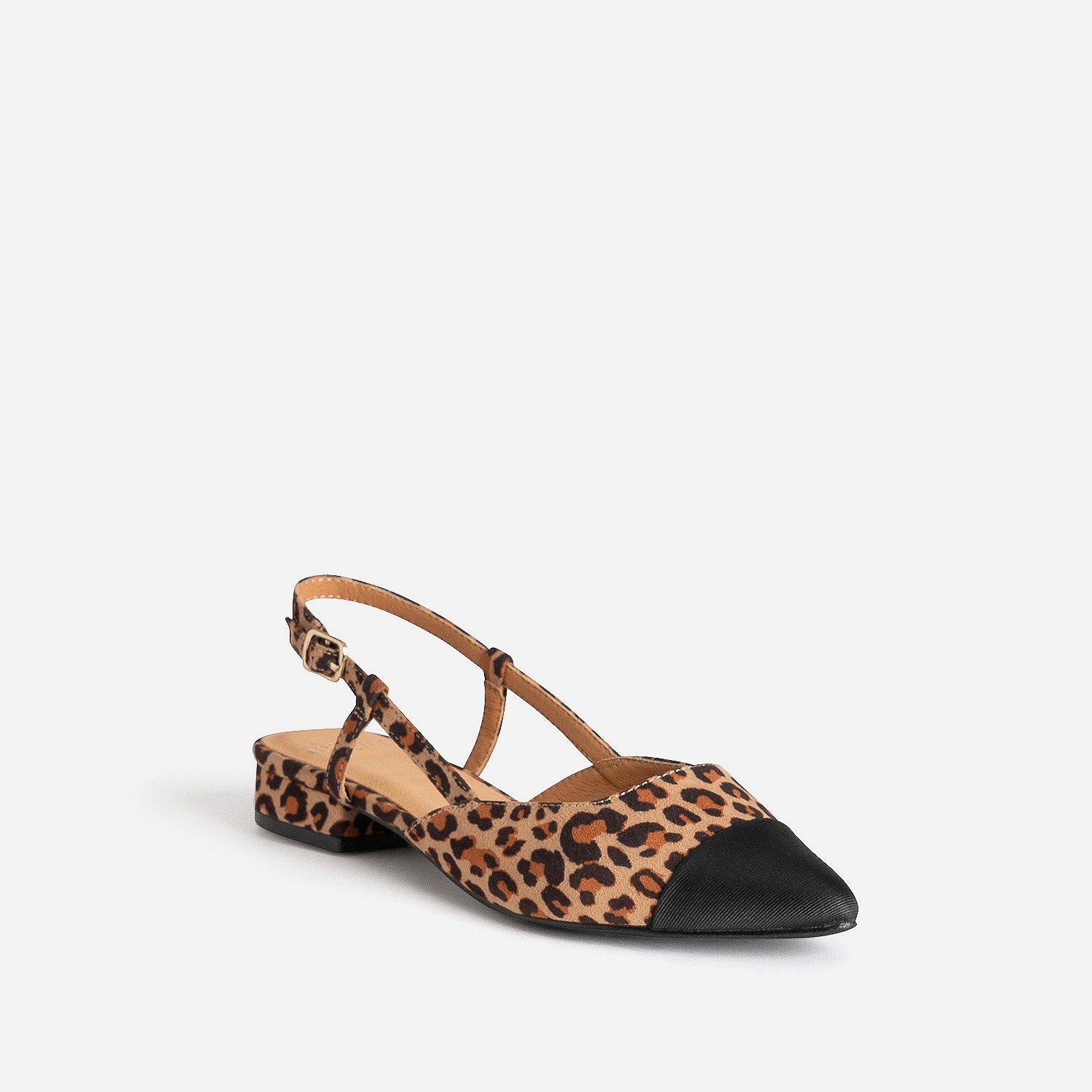 Ballerine slingback beige effet léopard