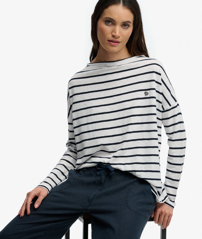 Studios Boat Neck Slub Long Sleeve Top