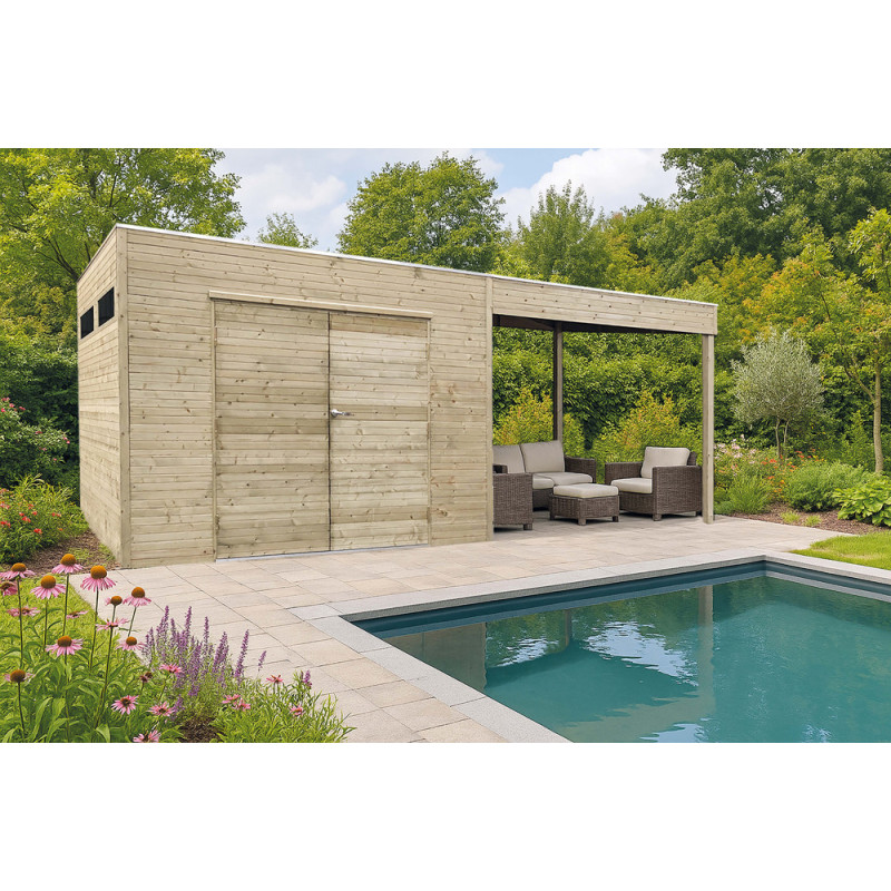 Abri de jardin en bois Amalfi traité 19 mm 2,99   2,87 x 1,99 m SOLID