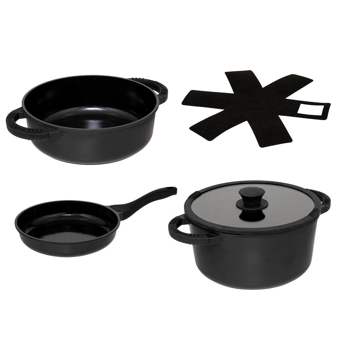 Trem de cozinha 3 peças preto 24cm
