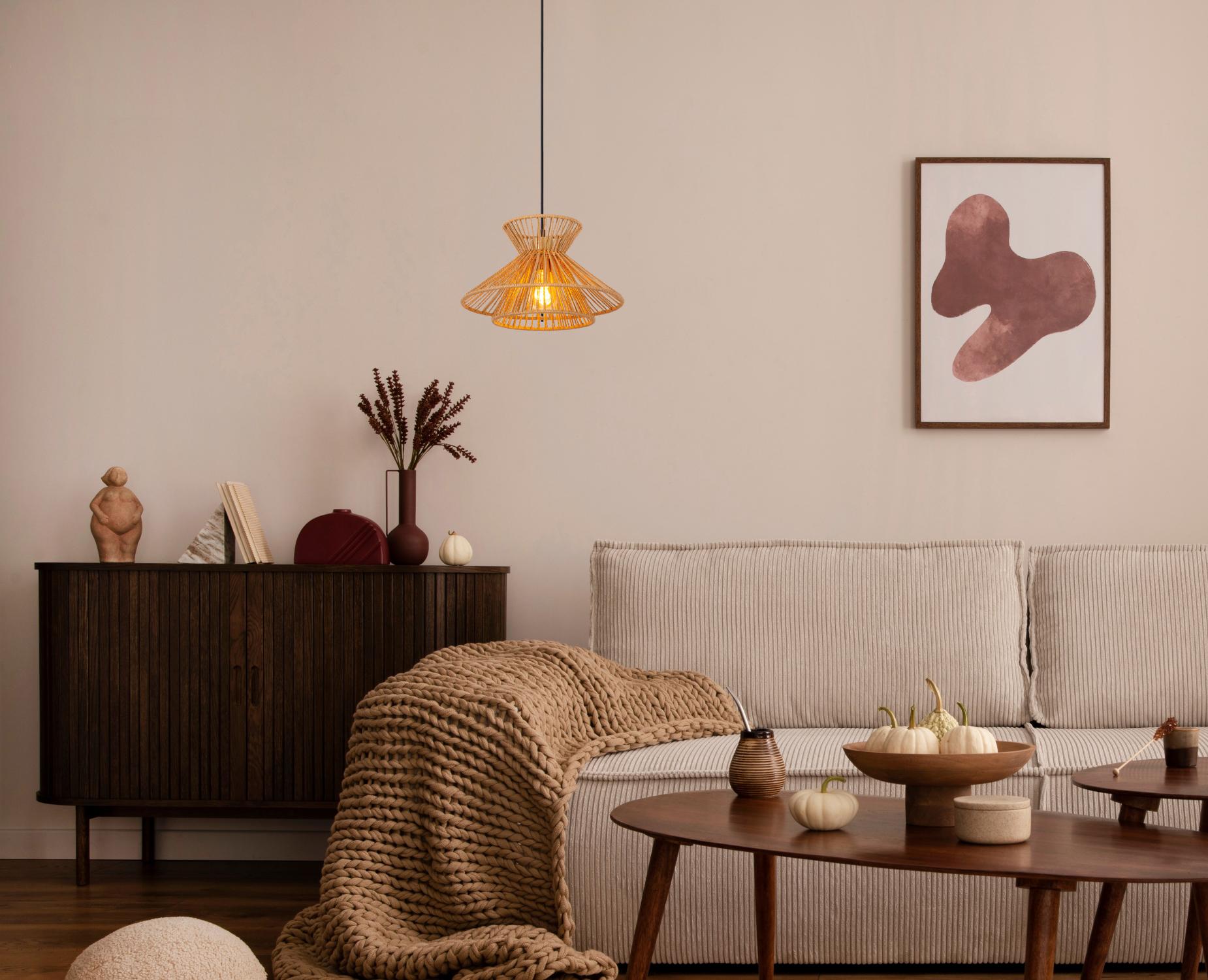 Lucide hanglamp TASMAN - 1xE27 - Naturel