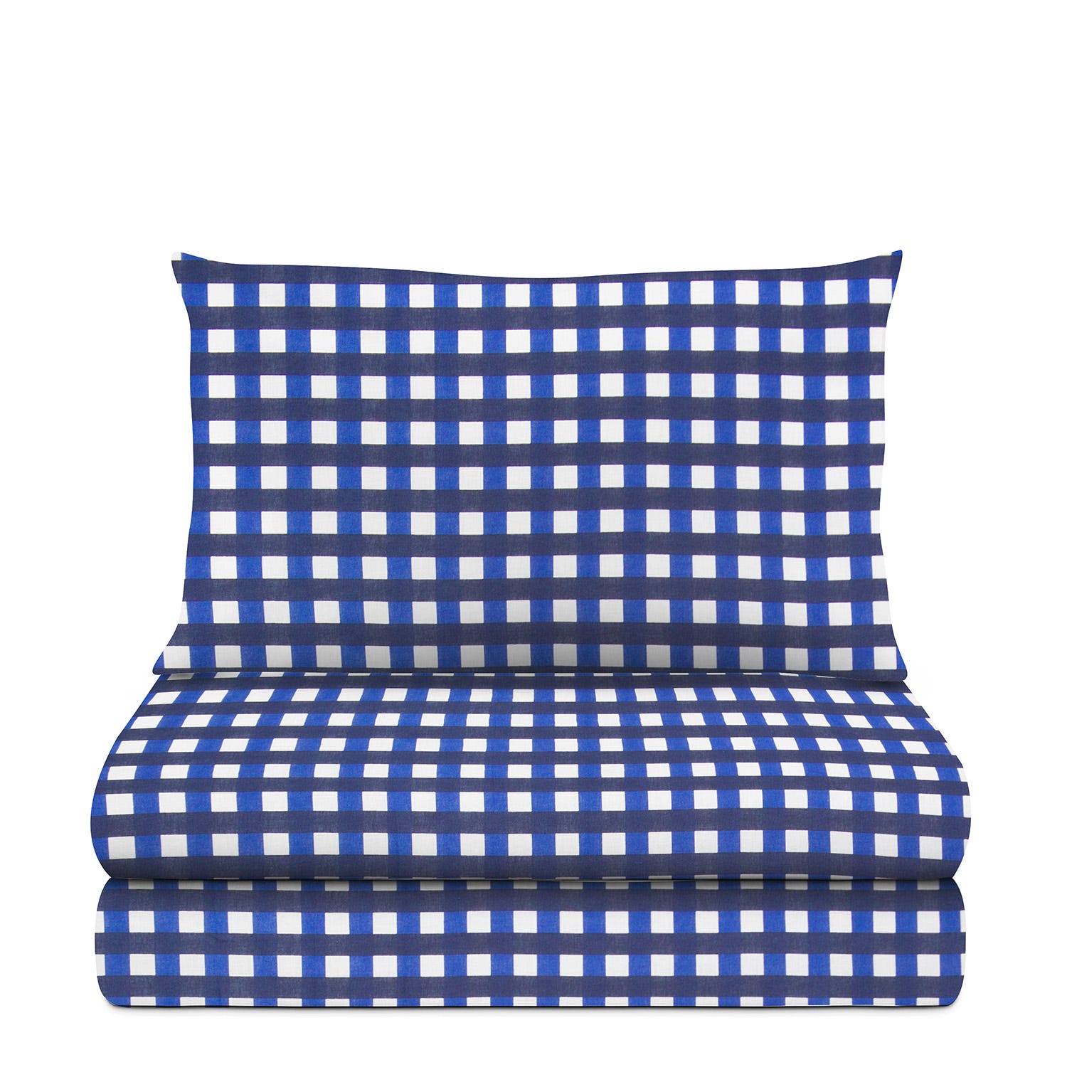 Completo letto singolo quadretti blu