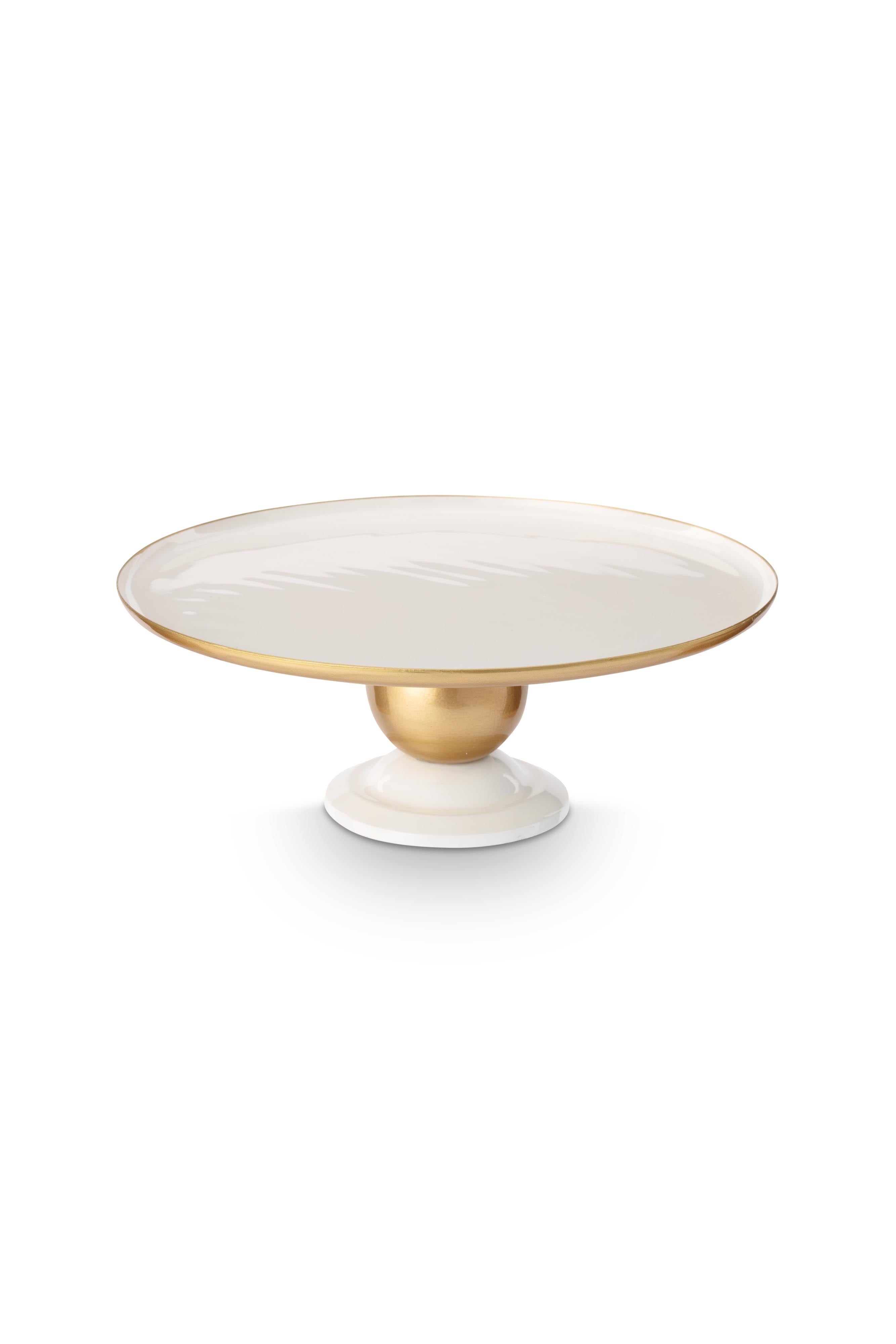Pip Studio Serveerschaal Rond - Wit/ Goud - 32x12.5cm
