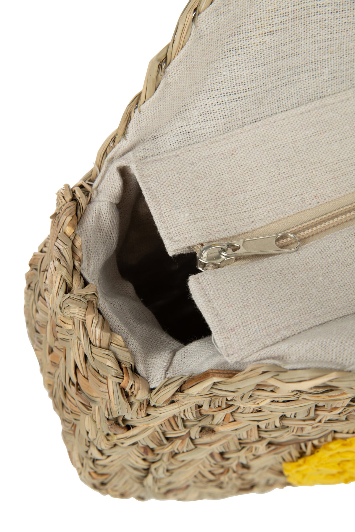 J-Line strandtas Rond Bloem - zeegras - naturel/geel