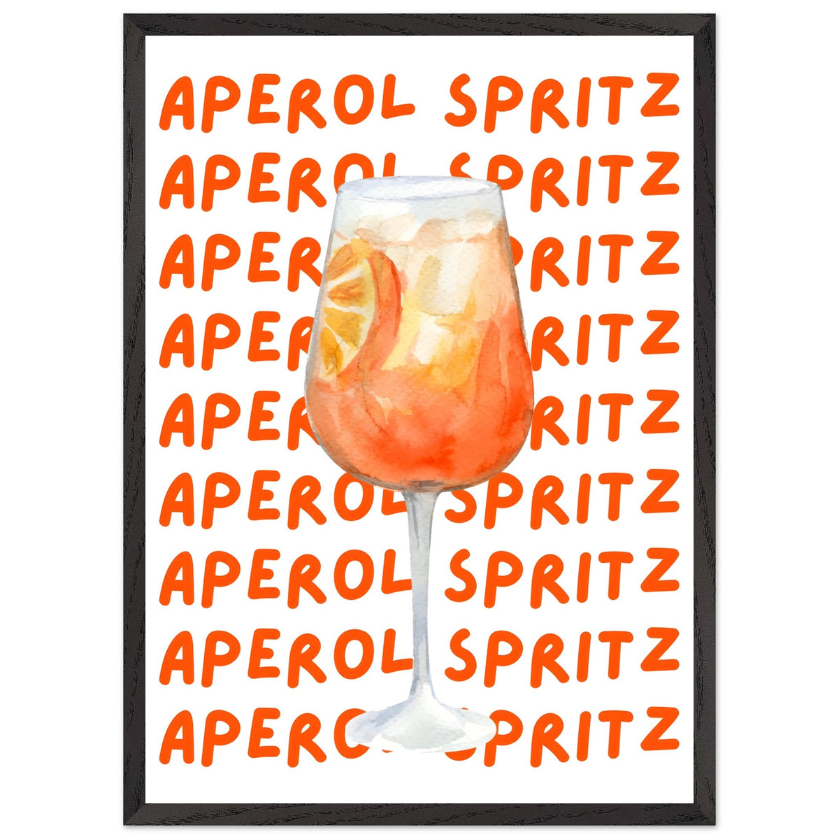 Artfulprints Poster met Lijst Aperol Spritz - Written behind the glass  - 50x70 cm - Oranje
