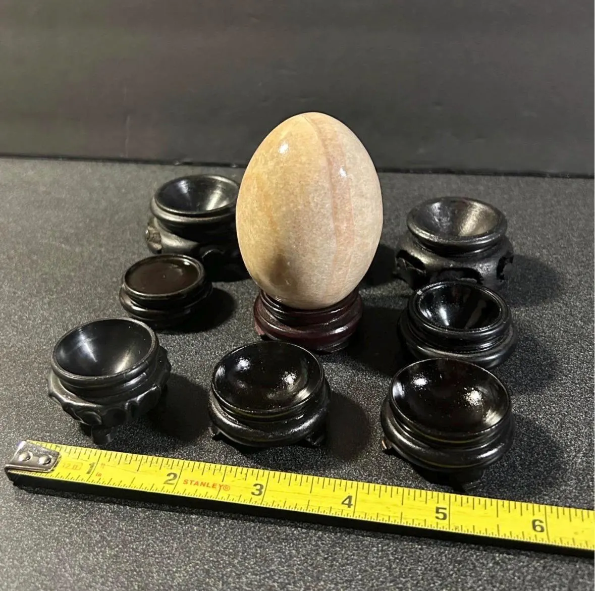 9 Vintage Wooden Display Stands for Crystals and Stone Eggs