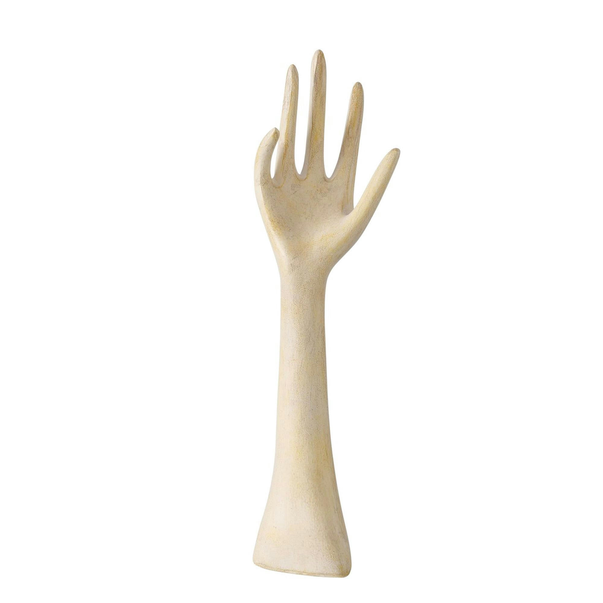 - Porte bijoux main en résine blanche 9x9x31cm