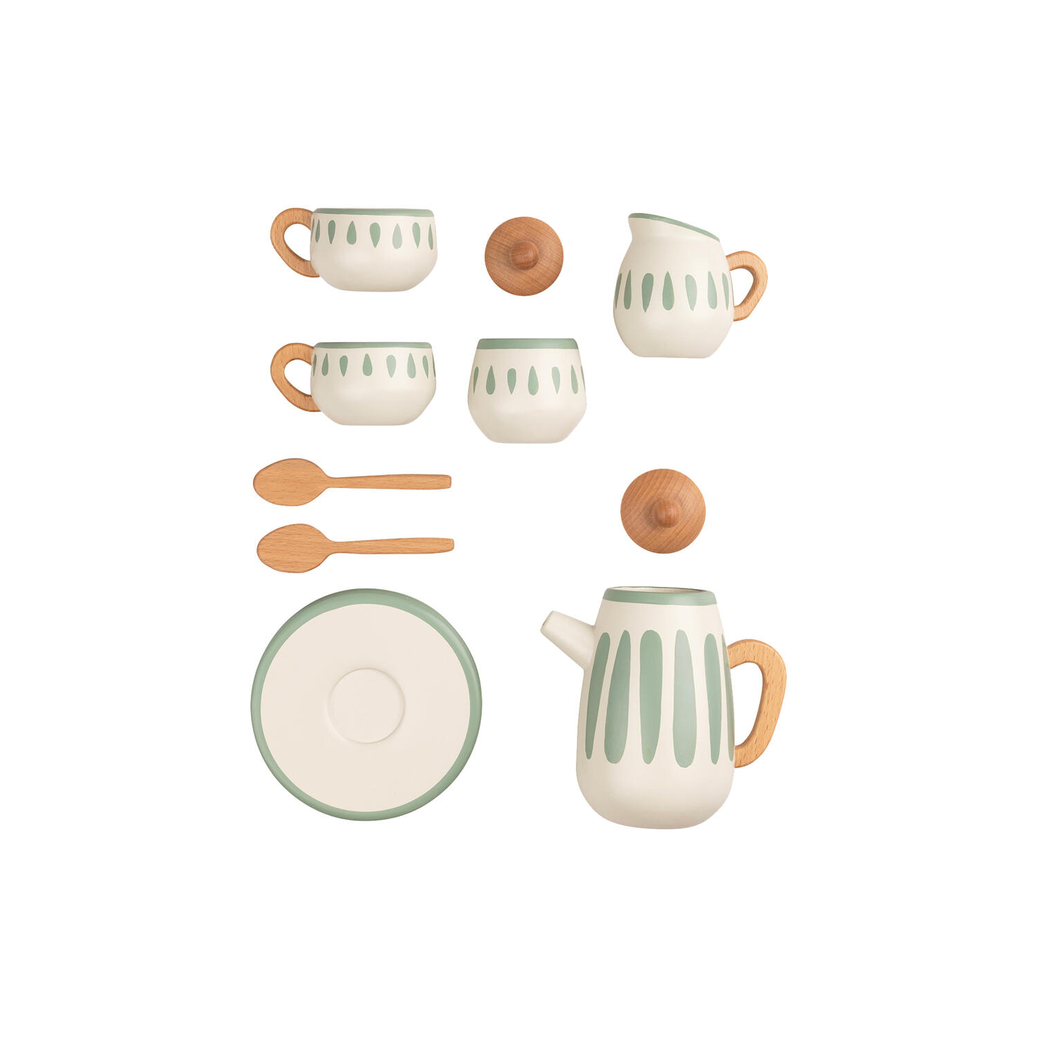 Te-s&aelig;t, classic white/sage green