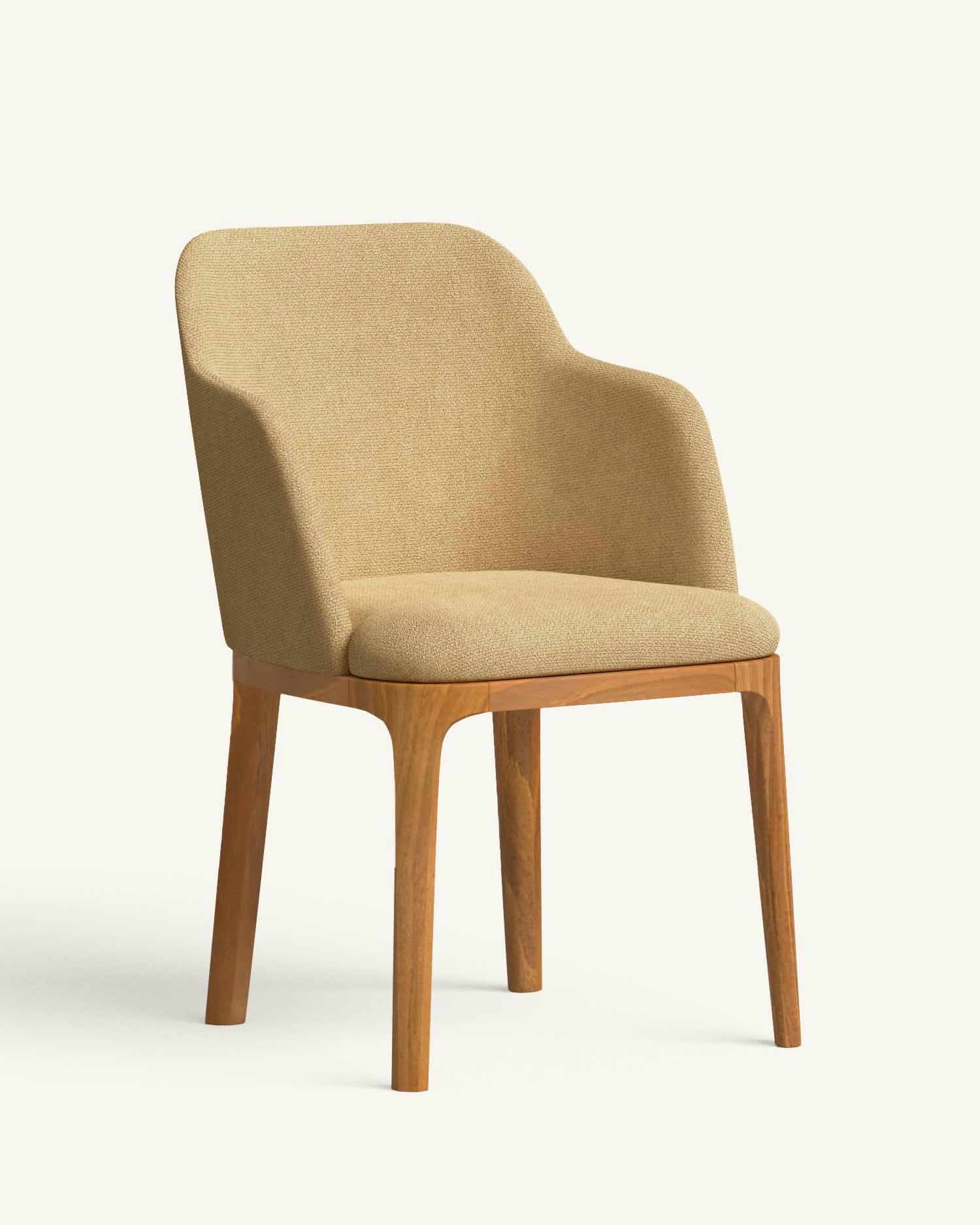 ALENI - 2 Chaises avec tissu fabriqué à la main en couleur moutarde