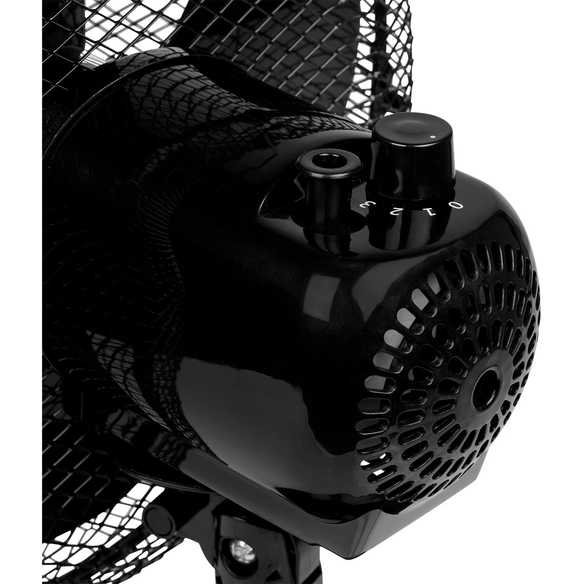 Tischventilator, D. 30 cm, 40W, 2 Stufen, schwarz, oszillierend