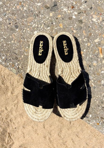 Zwarte suède slippers