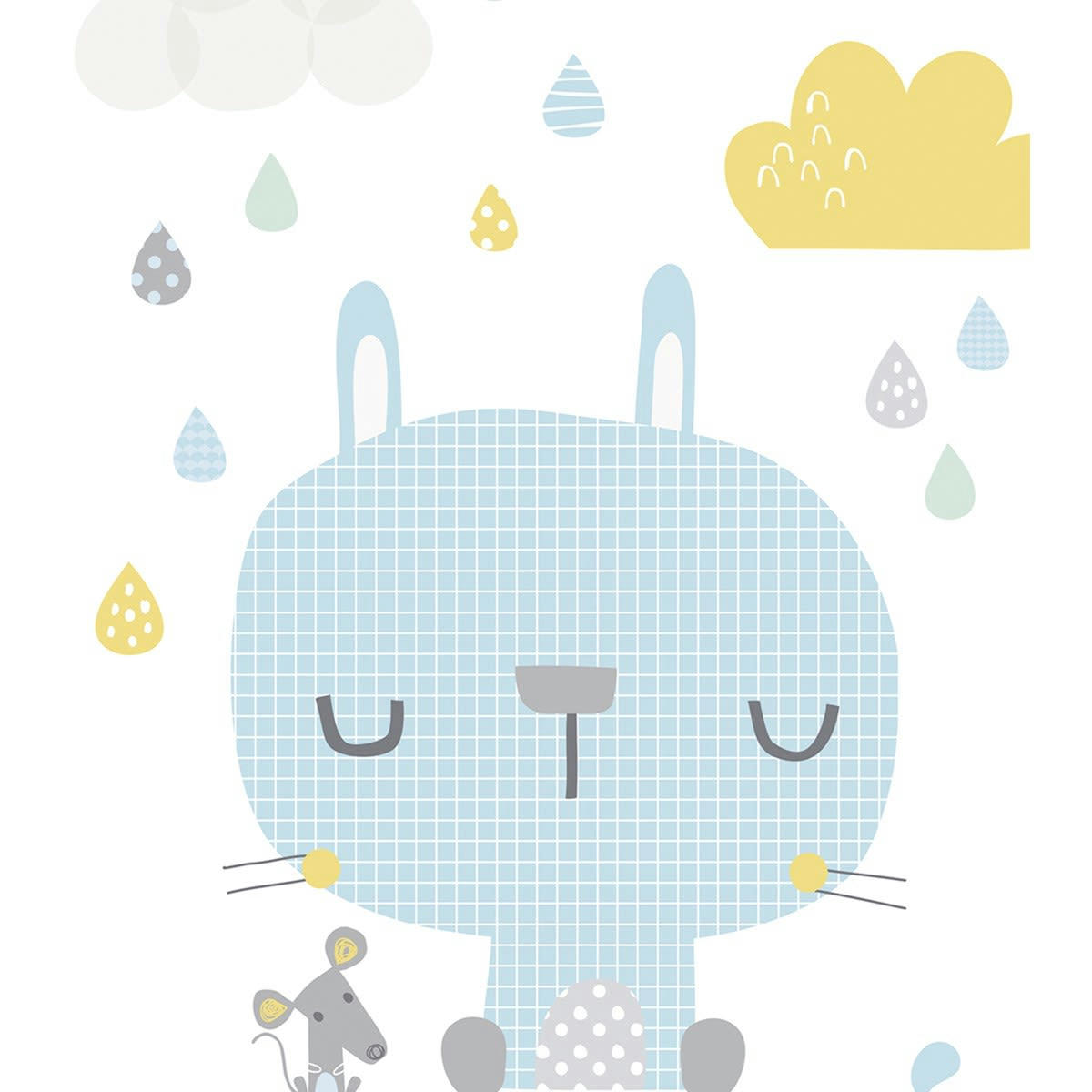 SMILE WHEN IT'S RAINING - Affiche chat en Papier Bleu