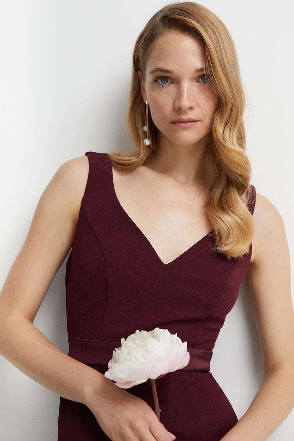 Coast Bow Back Sculpting Crepe Bridesmaids Dress