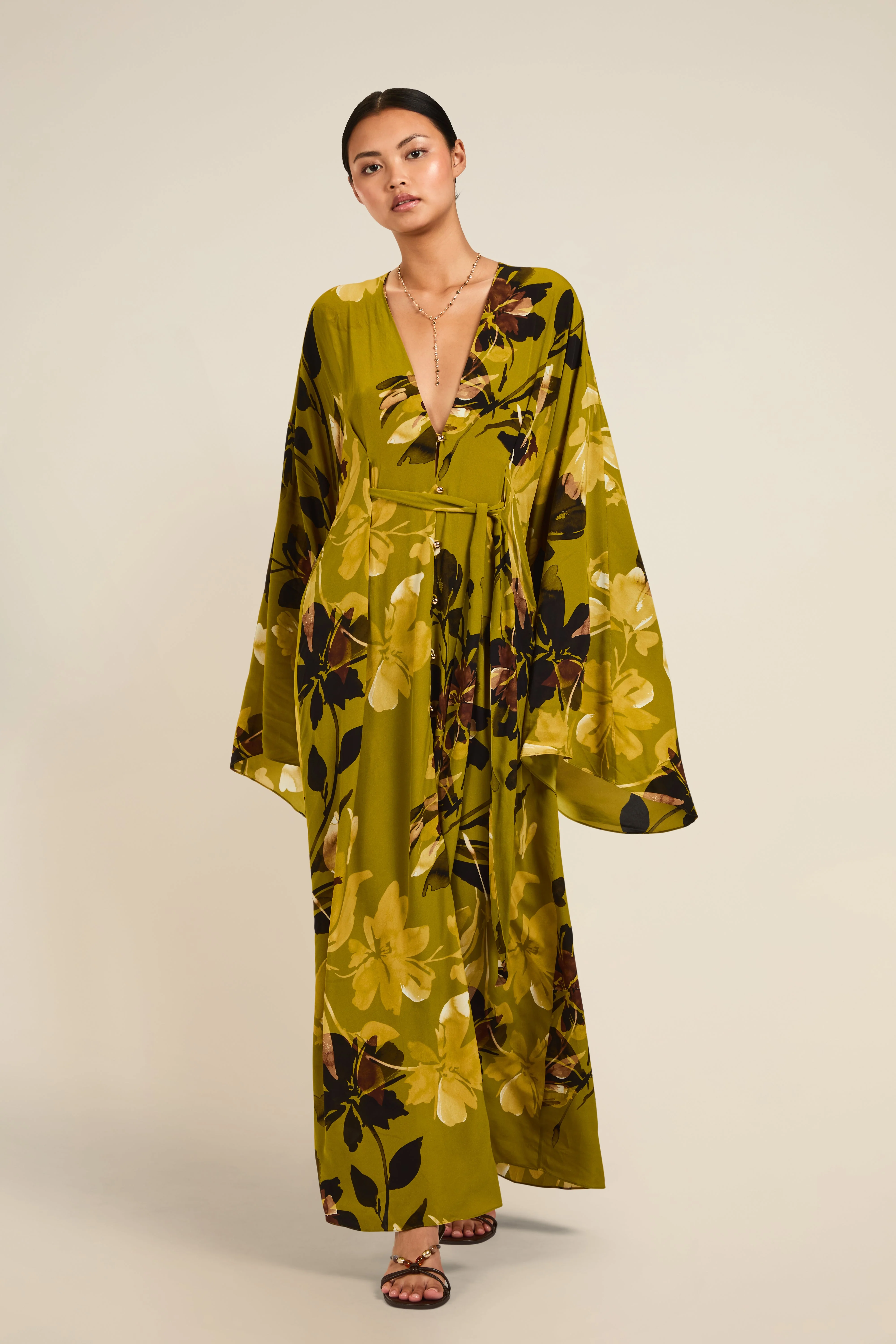Morocco Kaftan - Chartreuse Floral
