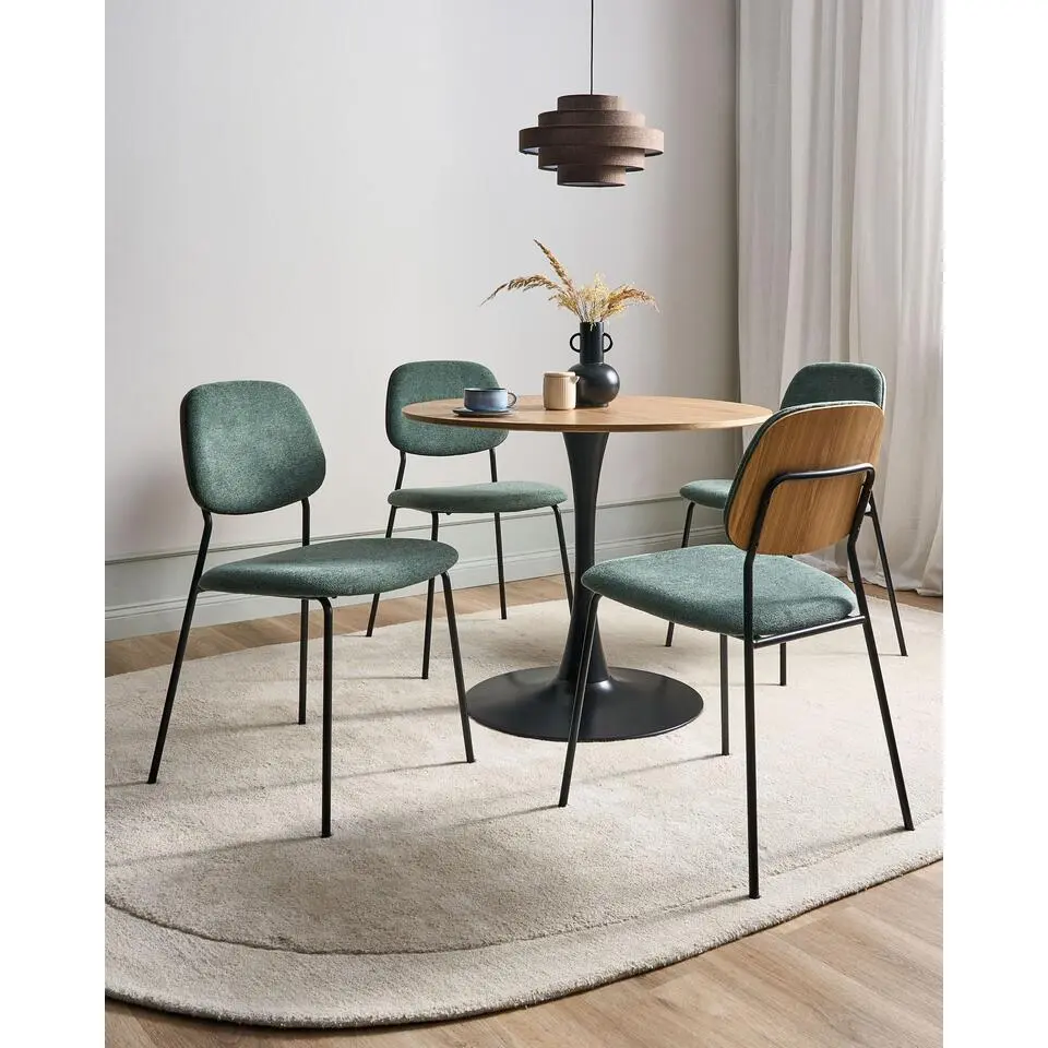 RILEY - Set van 4 eetkamerstoelen - Groen - Polyester