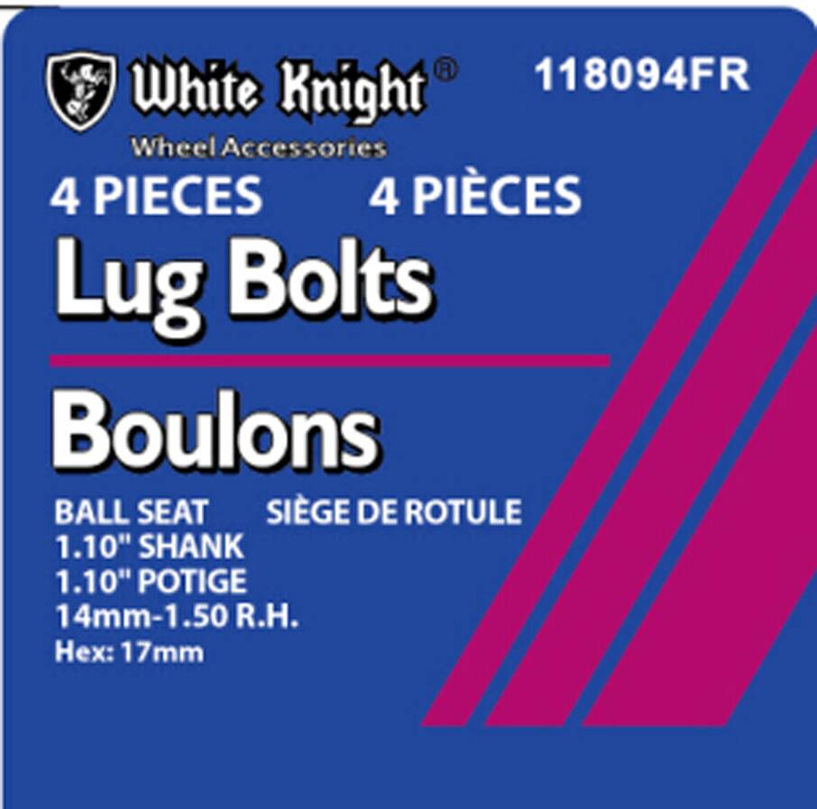 White Knight Ball Seat Lug Bolt, 14-mm x 1.50