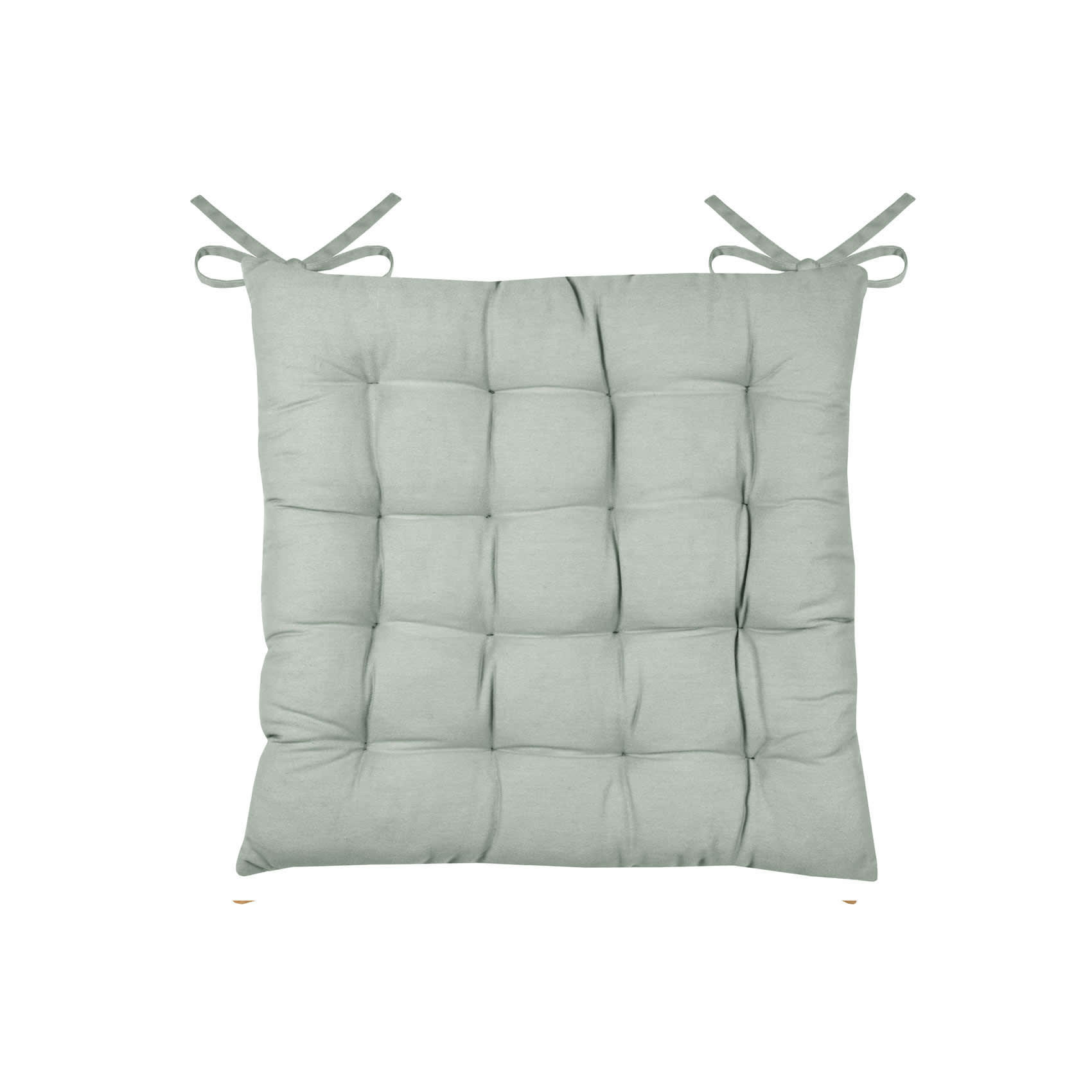 - Galette de chaise unie et classique coton sauge 38x38 cm