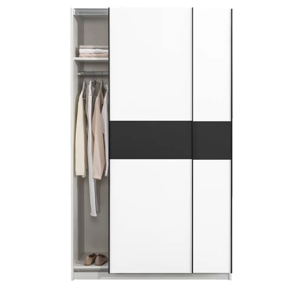 Schuifdeurkast Genua - wit/antraciet - 204x122x60 cm