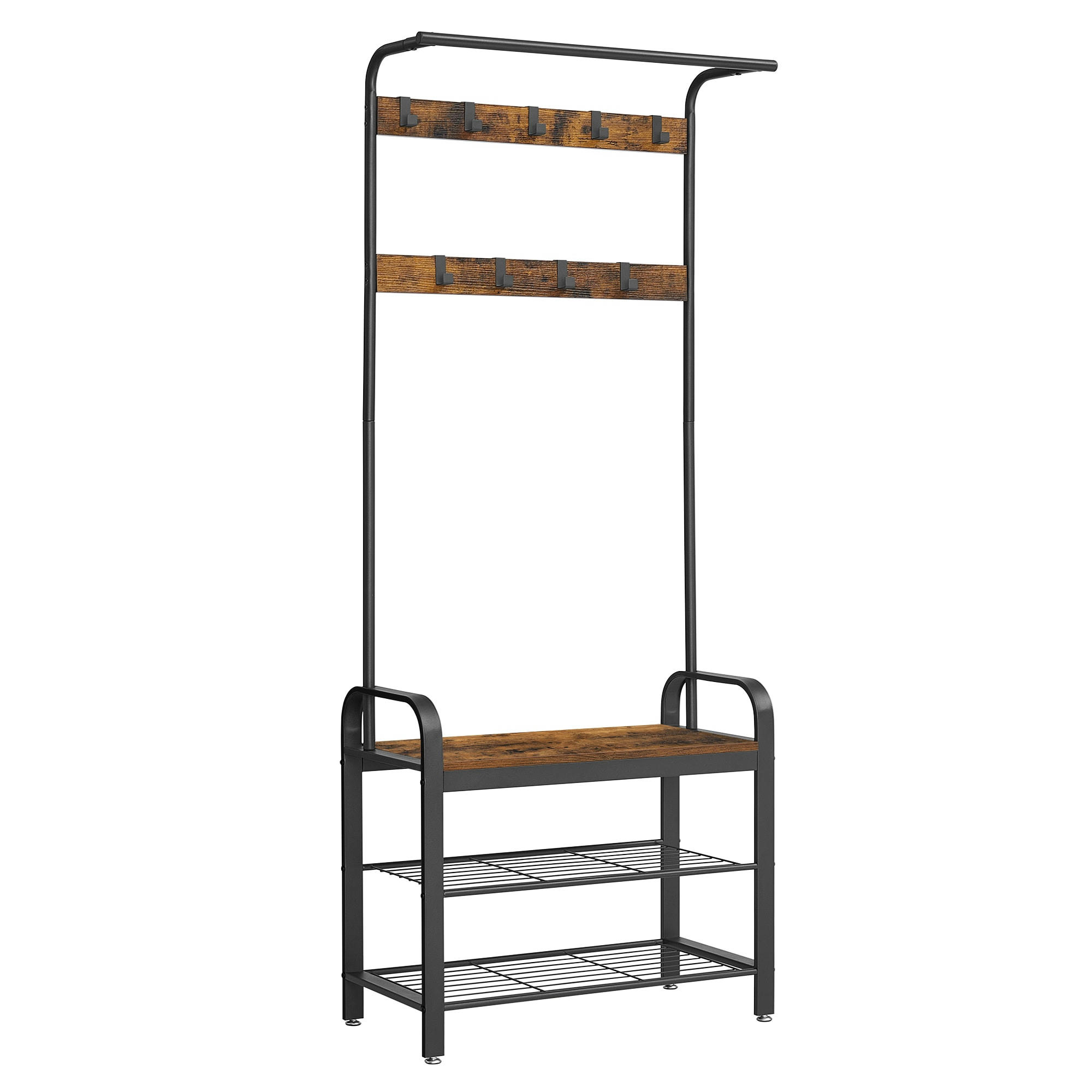 - Vestiaire hauteur 183 cm cadre en métal marron rustique et noir