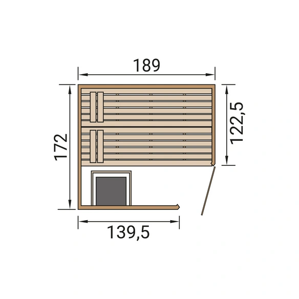 Massivholzsauna »VALIDA ECK 1.8«, 4 Personen, inkl. 5,4 kW Ofen mit integrierter Steuerung