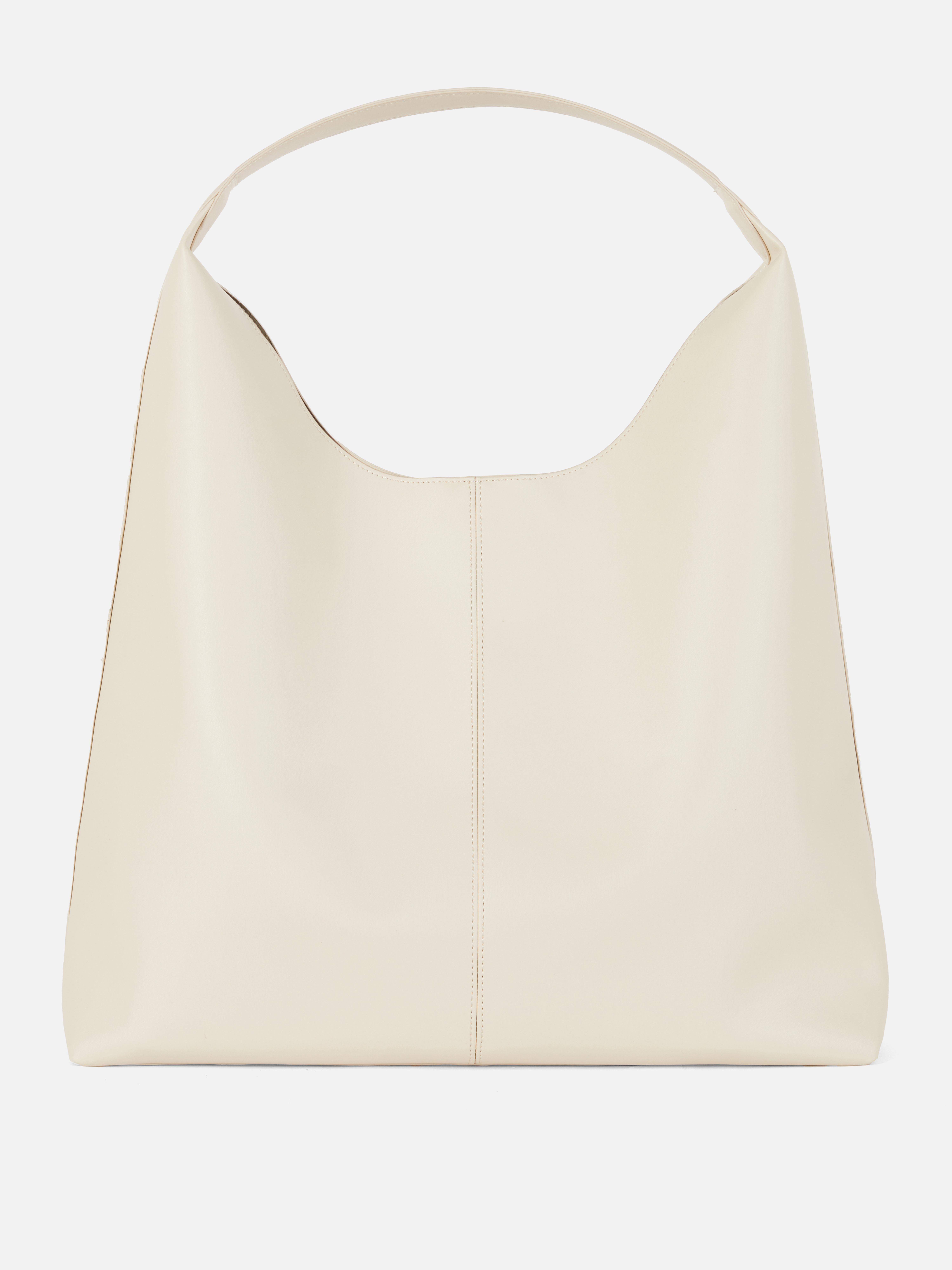 Faux Leather Scoop Shopper Bag
