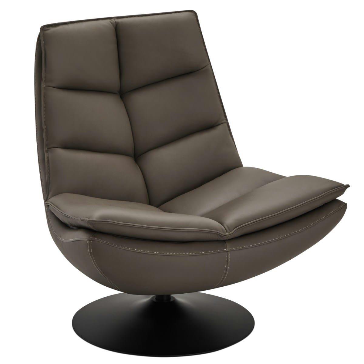 MIAMI - Fauteuil lounge en cuir gris