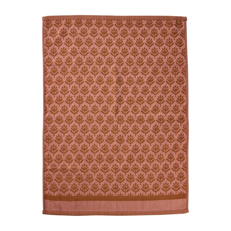Theedoek palmboom - roze/bruin - 50x70 cm