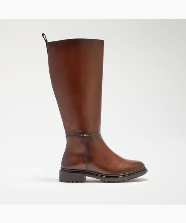 Tilings Tan - Chunky Leather Knee-High Boots