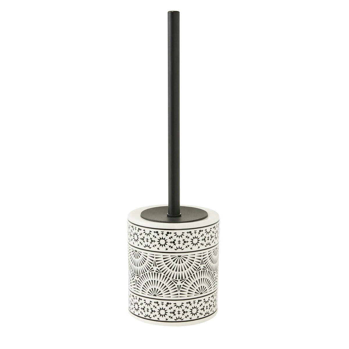 TRIBU - Brosse wc en porcelaine blanc et noir