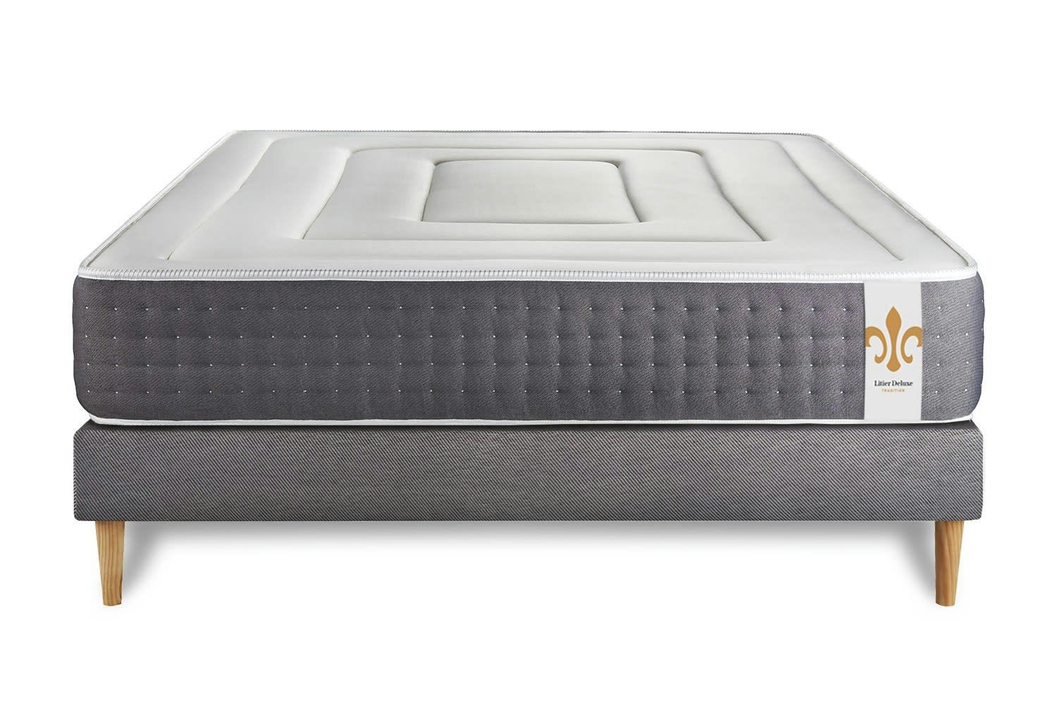 - Ensemble 140x200 Ressorts et mémoire de forme sommier Gris