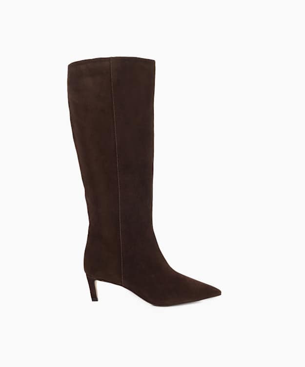 Smoothly Brown - Kitten-Heel Knee-High Boots