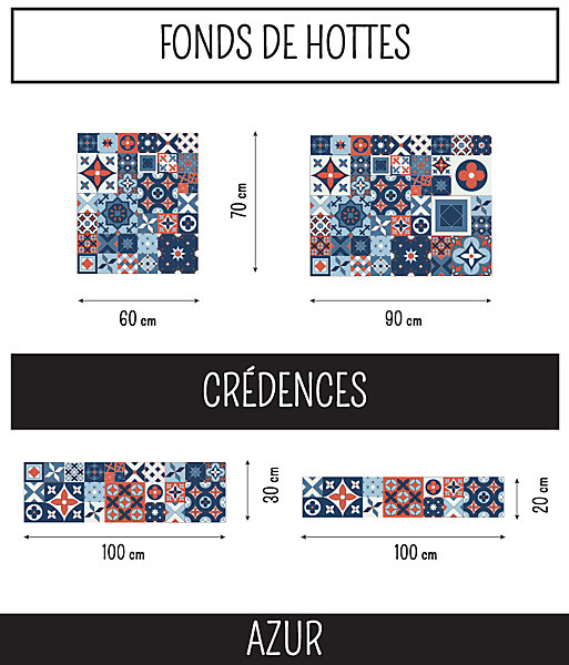 Crédence cuisine adhésive AZUR 100 cm x 20 cm Ma Nouvelle Déco