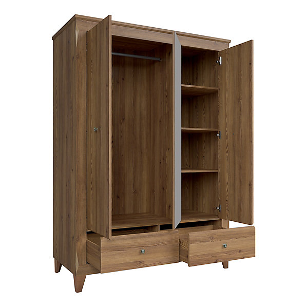 Armoire 3 portes 2 tiroirs Raya Bois