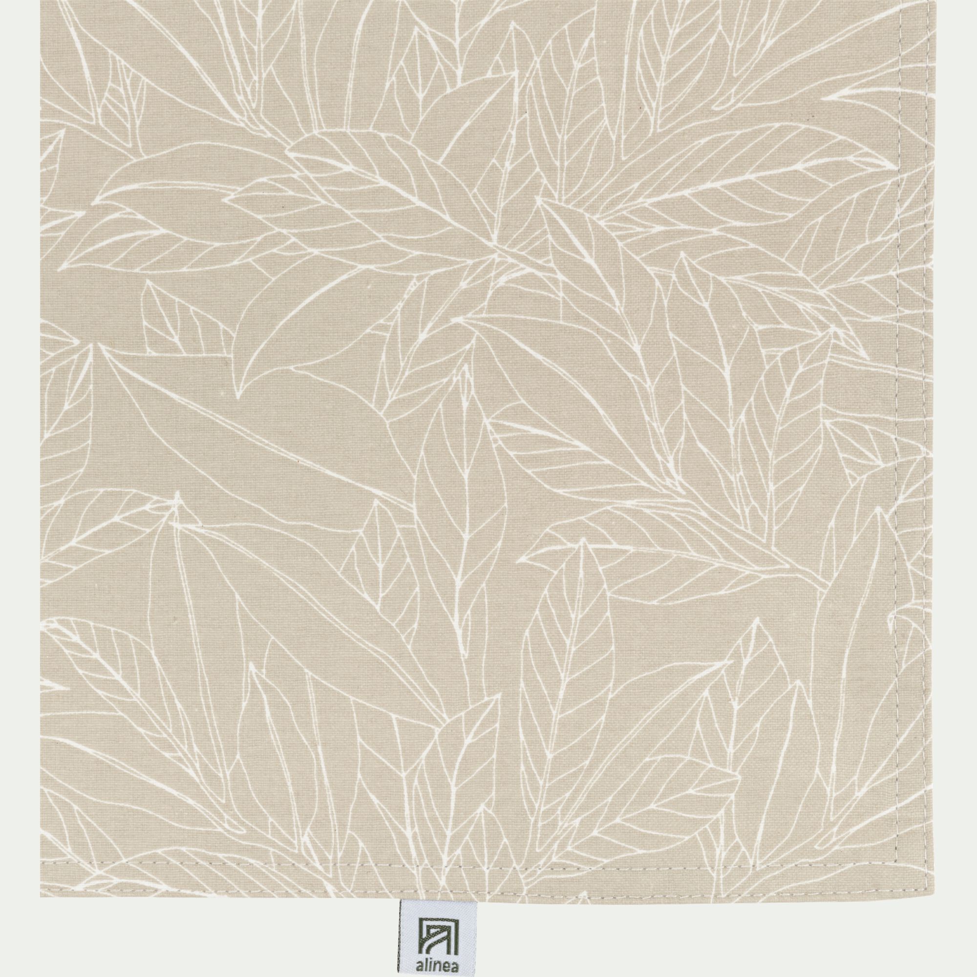 LAURIER - Lot de 2 sets de table en coton enduit motif laurier - beige alpilles 35x48cm