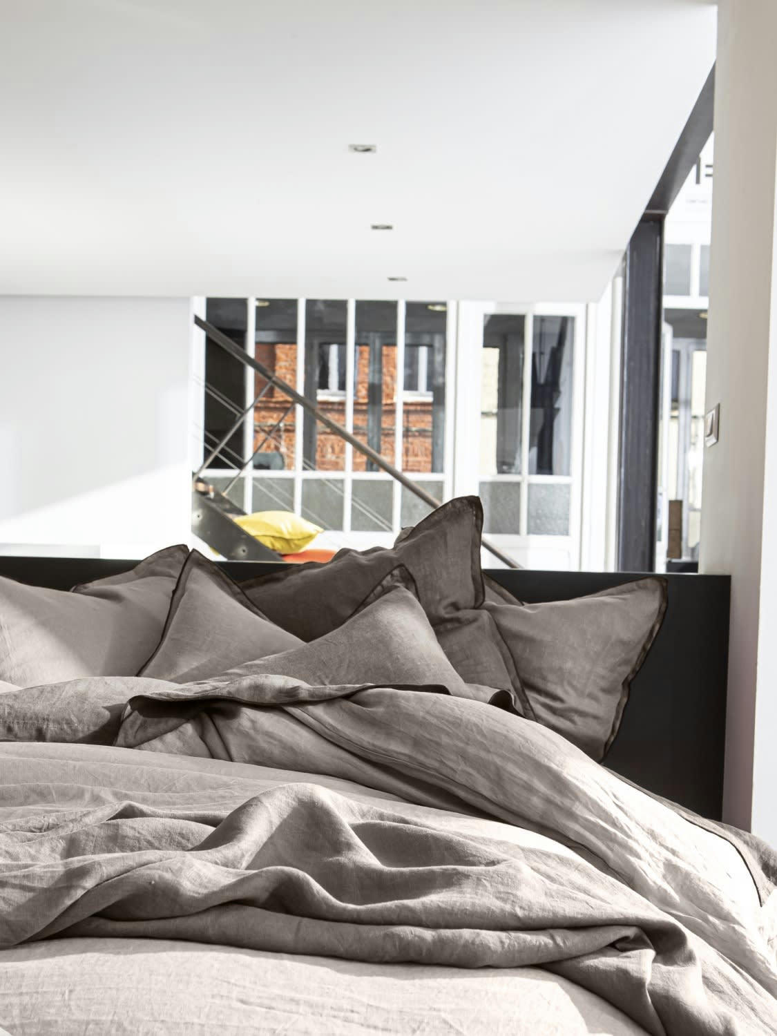 BEIGE - Housse de couette lin lave beige 220x240 cm