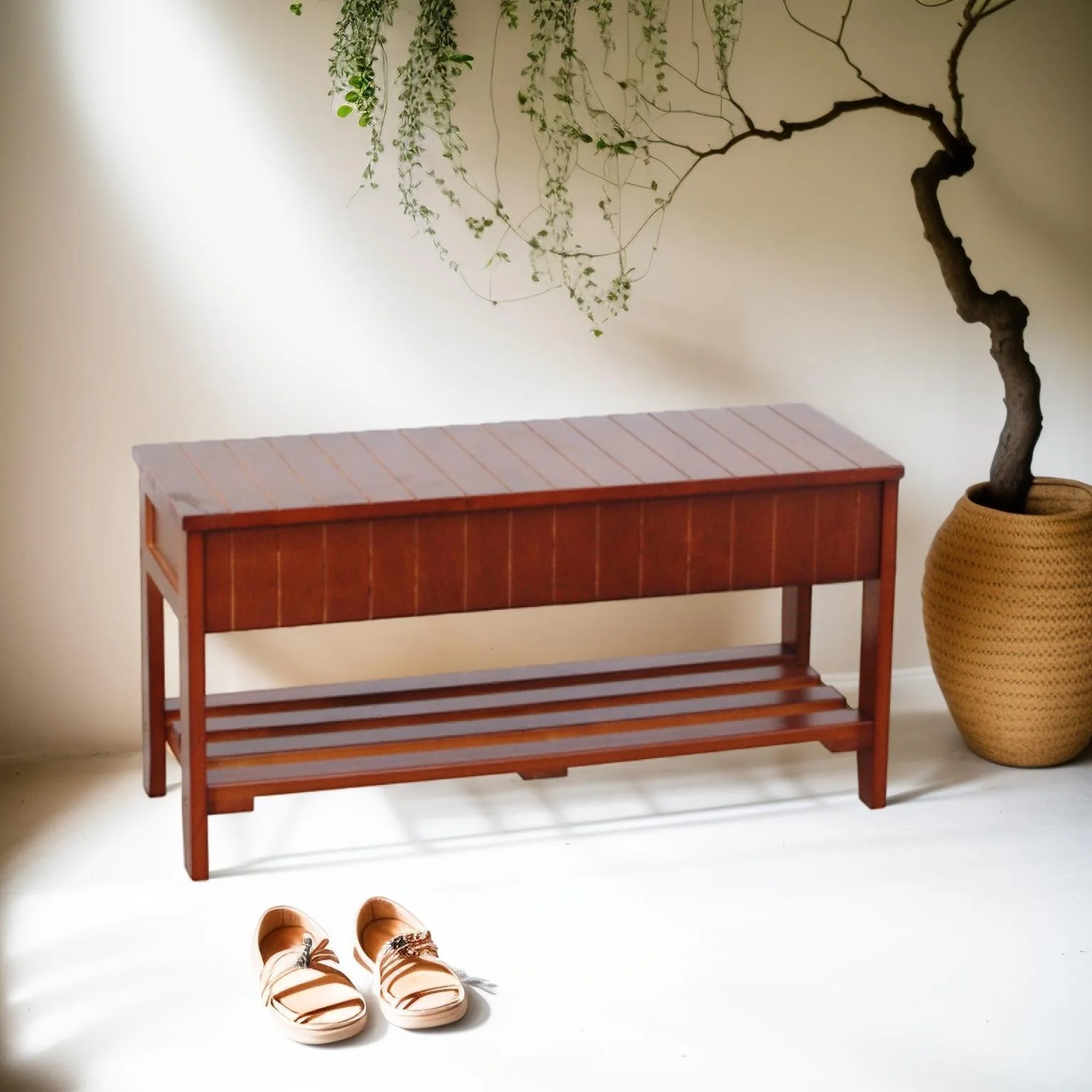 The Gray Barn Waggoner Solid Wood Shoe Bench with Storage