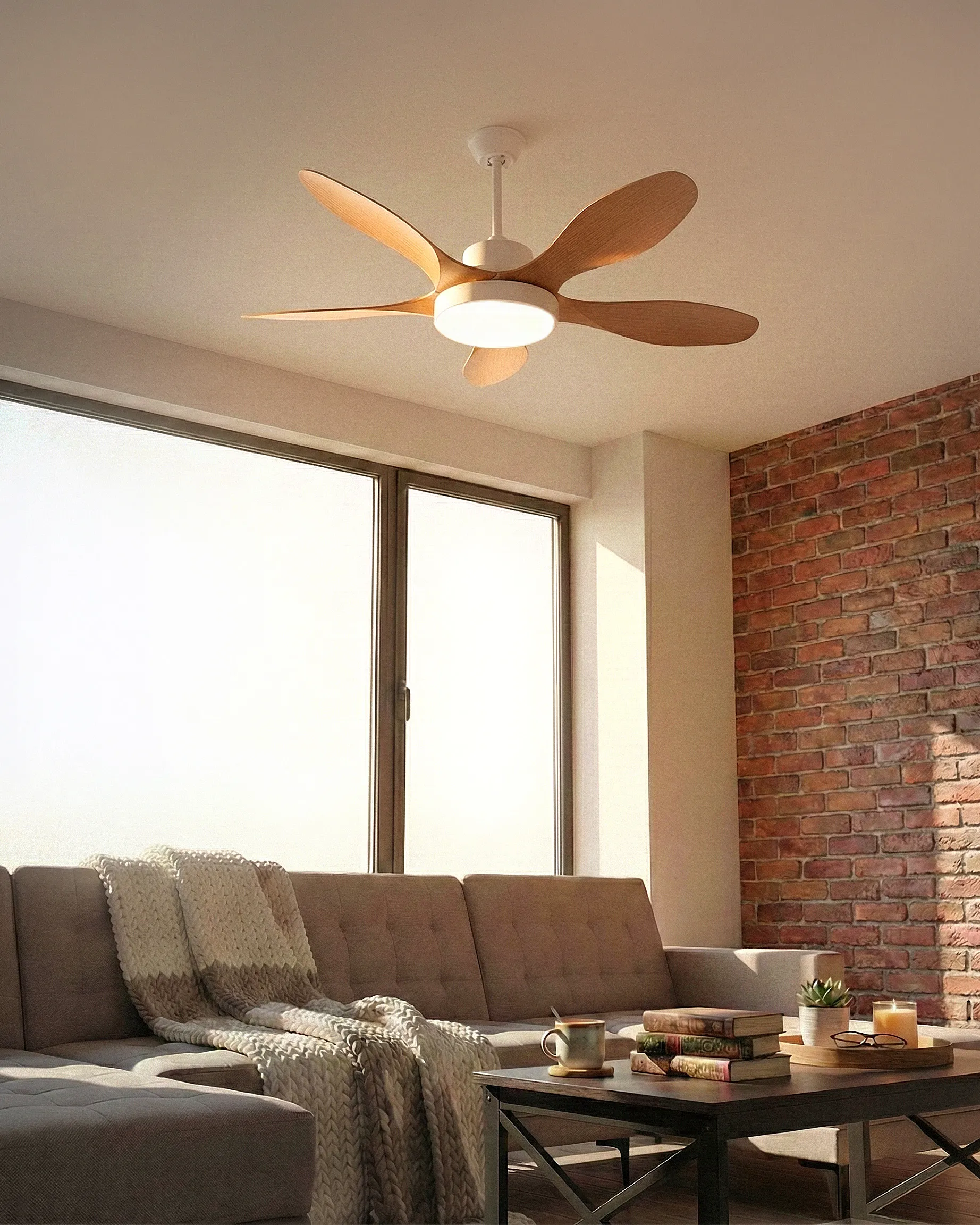 Ceiling Fan with Light BARBET with Remote LED Light Brown