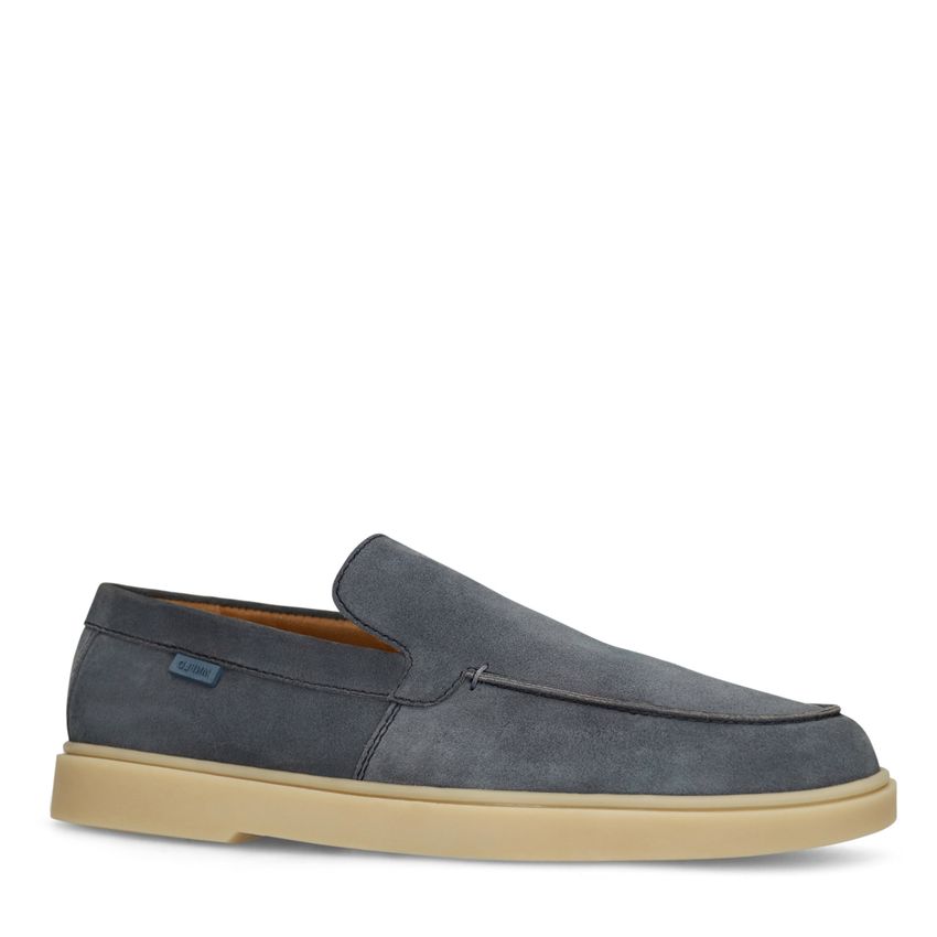 Manfield Blauwe suède loafers