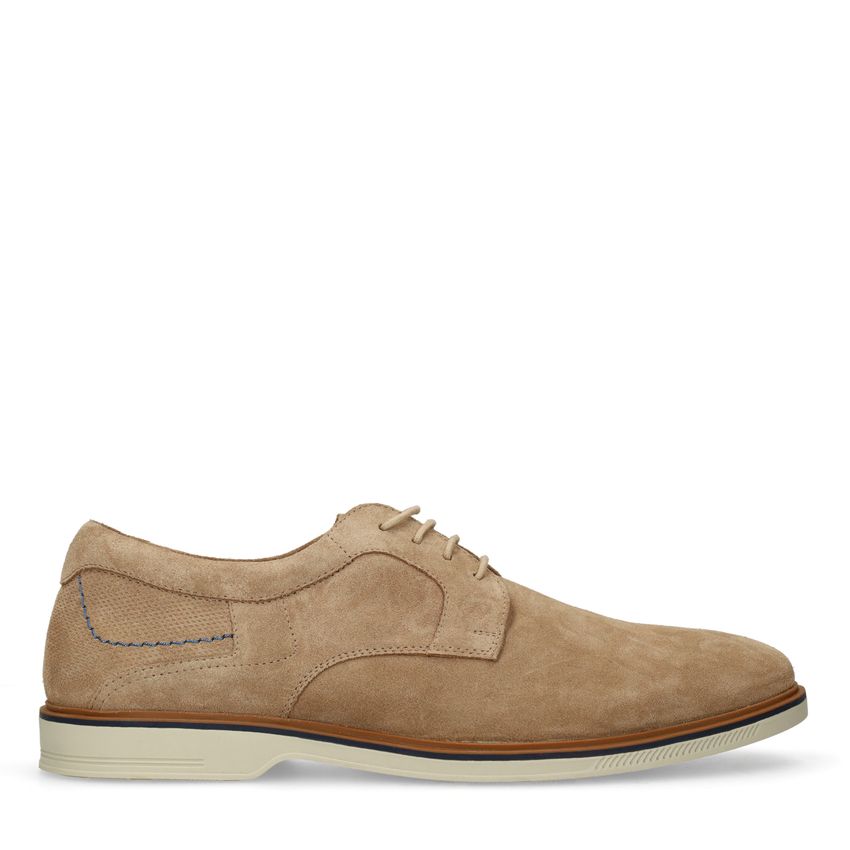 No Stress Beige suède veterschoenen