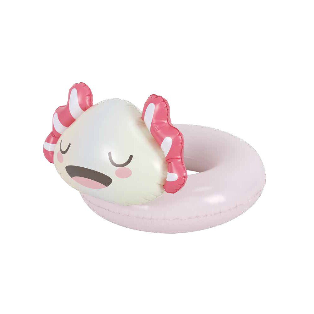 Bouée ronde tête de axolotl en plastique blanc Ø60cm