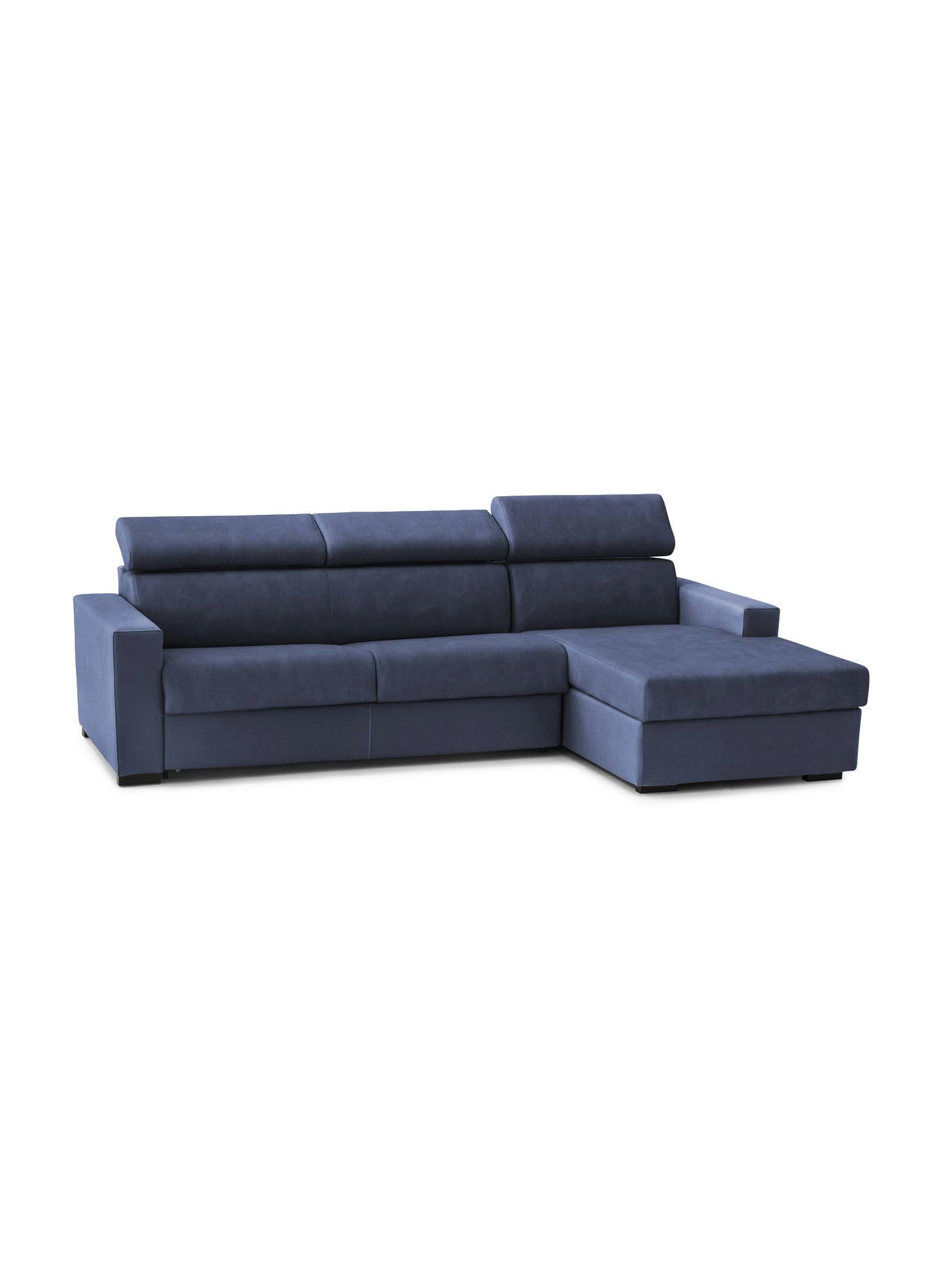 DAART - Canapé d'angle convertible 3 places en tissu bleu
