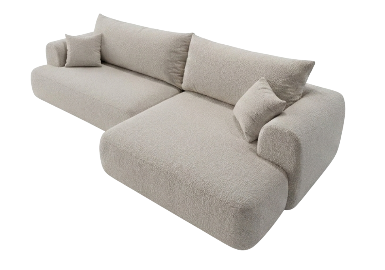 Nowoczesny Narożnik 260×145 cm Viton Greige Szaro Beżowy Prawy
