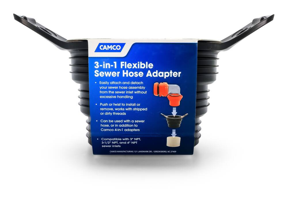 CAMCO 3-in-1 Flexible Sewer Hose Adapter