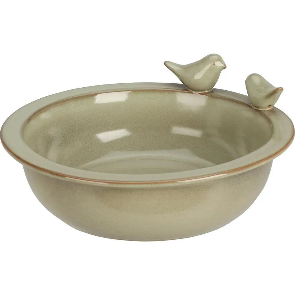 Pro Garden Vogelbad/voederschaal - saliegroen - keramiek -D24 x H10 cm