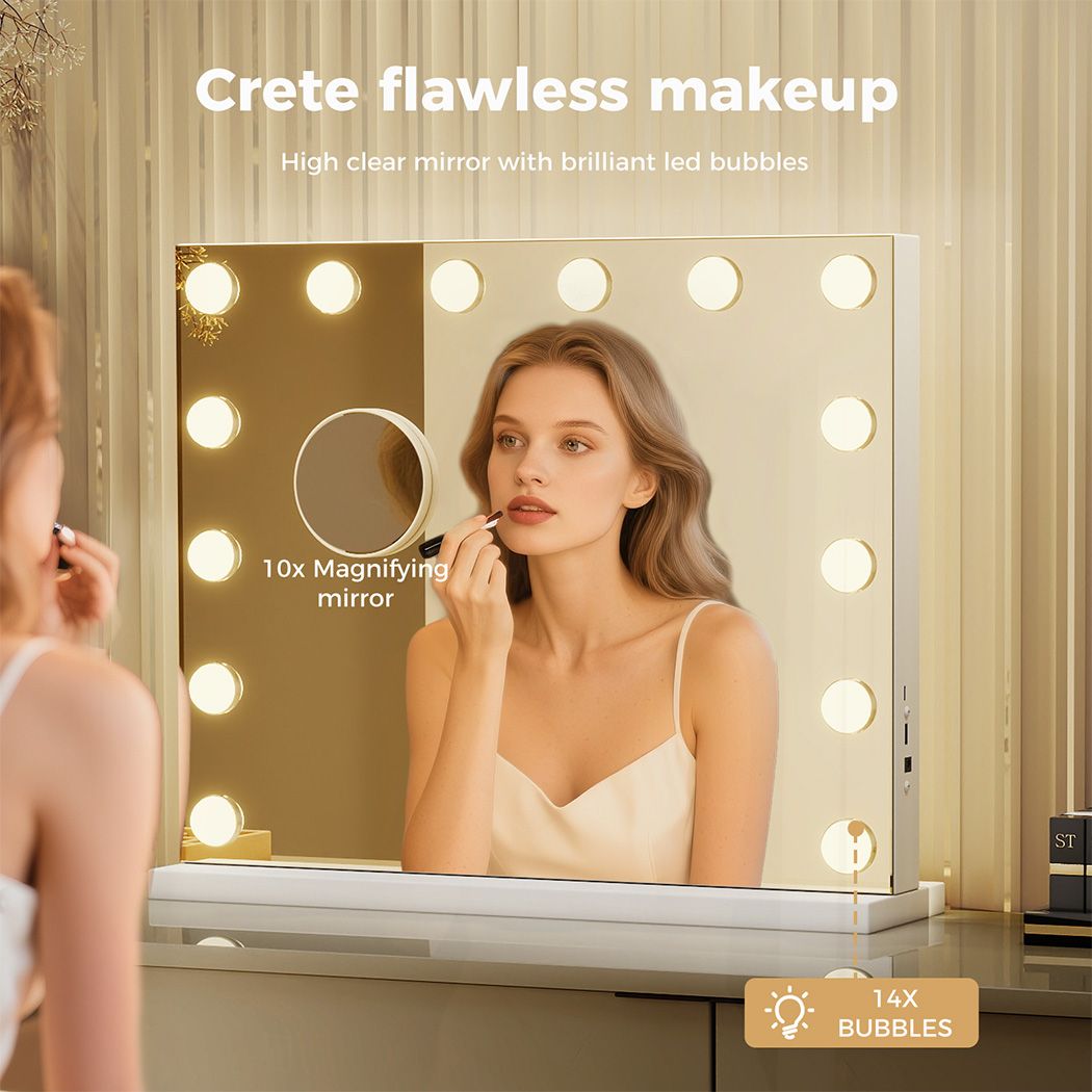 Emitto LED Hollywood Makeup Vanity Mirror with 14 Dimmable LED Bulbs